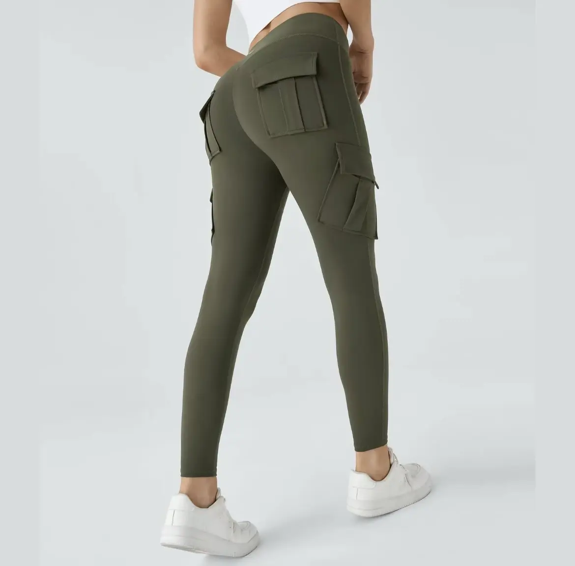 ChicMe Womens Butt Lifting Leggings with Flap Pockets/ High Waist Tummy Control Workout Cargo Leggings/High Waist Tummy Control Leggings Yoga Pants Gym Sportswear Bottoms