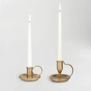 Iron Taper Candle Holder Set of 2 Antique Brass Candlestick Holders  Decorative Candles Stand for Wedding Party Decoration Dinning Table Housewarming