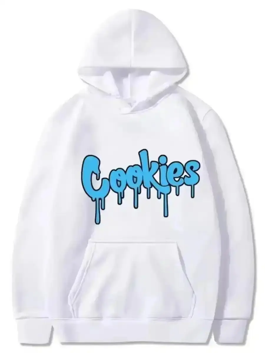 Men's Cookies Letter Print Graphic Hoodie Fall Winter Casual Streetwear Pullover Sweatshirt Fitted Cartoon Pattern Design Long Sleeve Top Novelty Humor