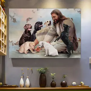God Surrounded By Labrador Angels Poster, Dog Memorial Poster, Dog Lovers Gift, Jesus Print Art, Religion Poster, Jesus Lovers Gift