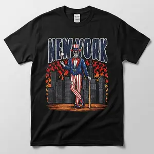 [Sale Up To 50%] Fire Skeleton New York Baseball T-Shirt, Mascot Baseball Shirt, NY Baseball Game Day Graphic Tee, Yankees Baseball Fan Streetwear