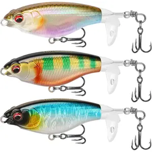 PoPobait with BKK Hooks, Top Water Plopper Fishing Lures for Bass Walleye Pike Catfish Musky Perch, Floating Lure for Freshwater or Saltwater, Amazing Teasers Fishing Gifts for Family Fishing