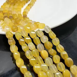 8×12 mm / 32 pcs natural yellow agate twisted beads and loose beads for DIY beaded bracelets; spacer pieces and semi-finished materials.
