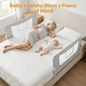 Baby Bed Rail Guard - Toddler Safety Bed Rail for Crib & Twin Beds, Foldable Design with Breathable Mesh, Anti-Fall Protection for Kids, Sturdy Durable Bed Rail  Wider U-Shape Base