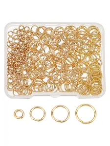 1 box of 320 open jump rings, 4 sizes in gold, 304 stainless steel, for making handmade pendants, jewelry, necklaces, keychains, diy beading accessories, accessories, holiday gifts, New Year gifts, and handmade presents