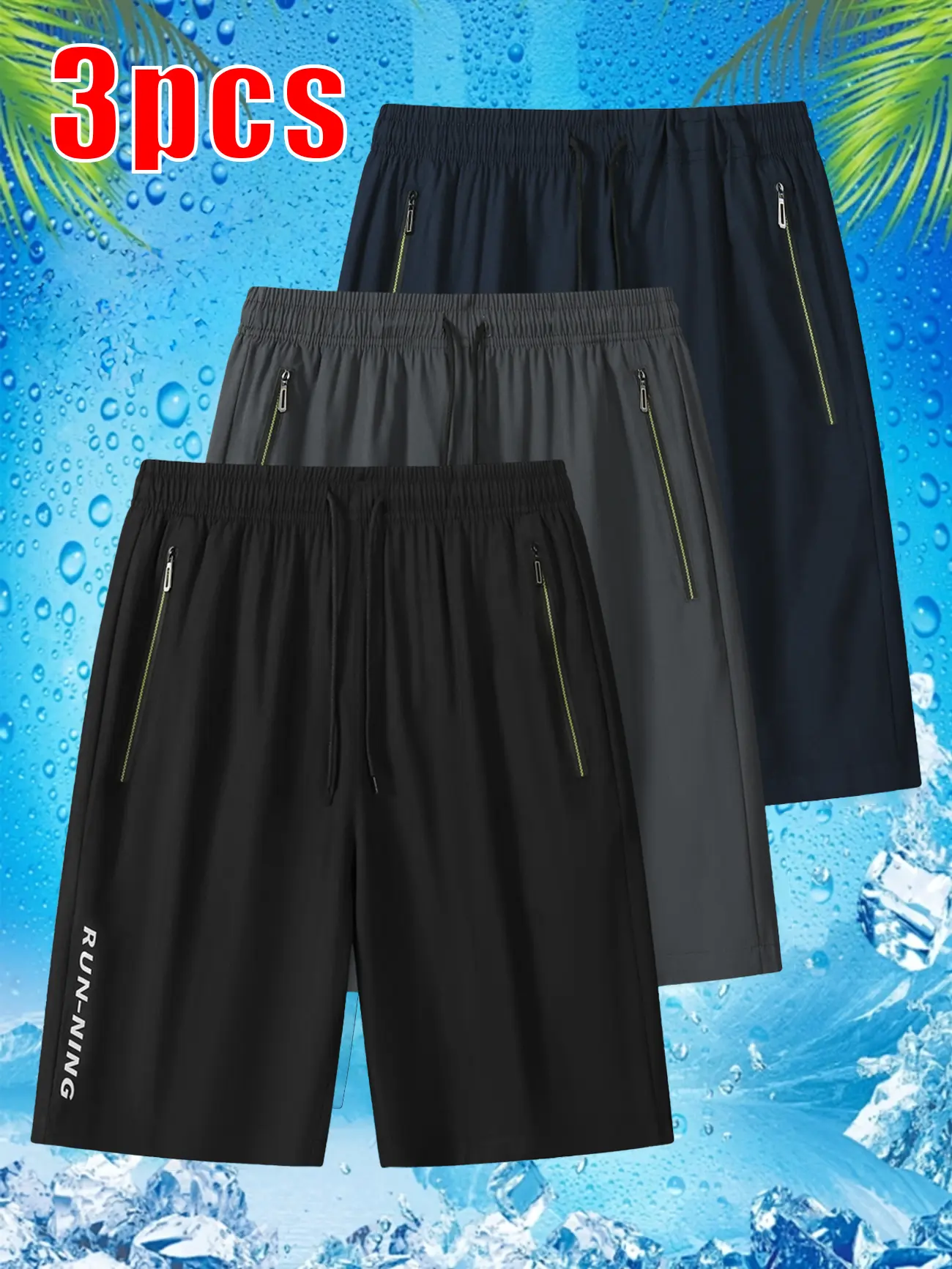 3PCS，Men's 3-Pack Men's Lightning Print Quick-Dry Shorts Casual Printed BoyfriendStyle,JerseyStyle, Athletic Gym Shorts, BasketballShorts,LightweightSweatpants with DrawstringWaistband,Elasticated Fit, Perfectfor Basketball, Athleisure Casual Shorts, Ligh