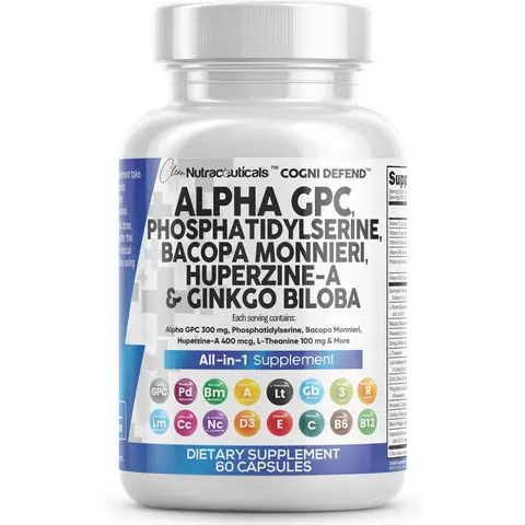 Clean Nutraceuticals Alpha GPC, Phosphatidylserine, Bacopa Monnieri, Huperzine-A, Ginkgo Biloba & More for Brain Booster Supplement Capsules – Cogni Defend