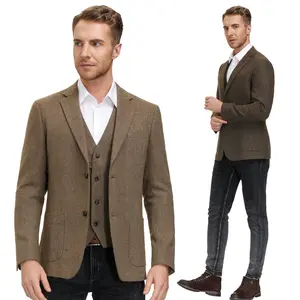 Herringbone Tweed Blazer British Wool Blend Sport Coat Jacket