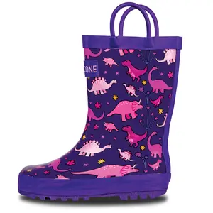 Pink Dinosaurs Kids Rain Boot - Stylish & Durable Rain Boots for Puddle Proof Fun for All Outdoor Adventures, Comfortable and Easy to Put on