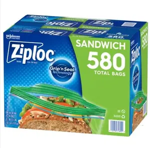 Ziploc Seal Top Sandwich Bag, 145-Count, 4-Pack: Thick Plastic with Zip for Food Organizer Carrot
