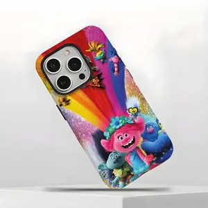 Trolls Movie Cartoon iPhone Case – Bright & Colorful Cute Character Protective Cover, Drop Resistant Shockproof Case, Fun Gift for Kids, Teens & Collectors, Compatible with iPhone