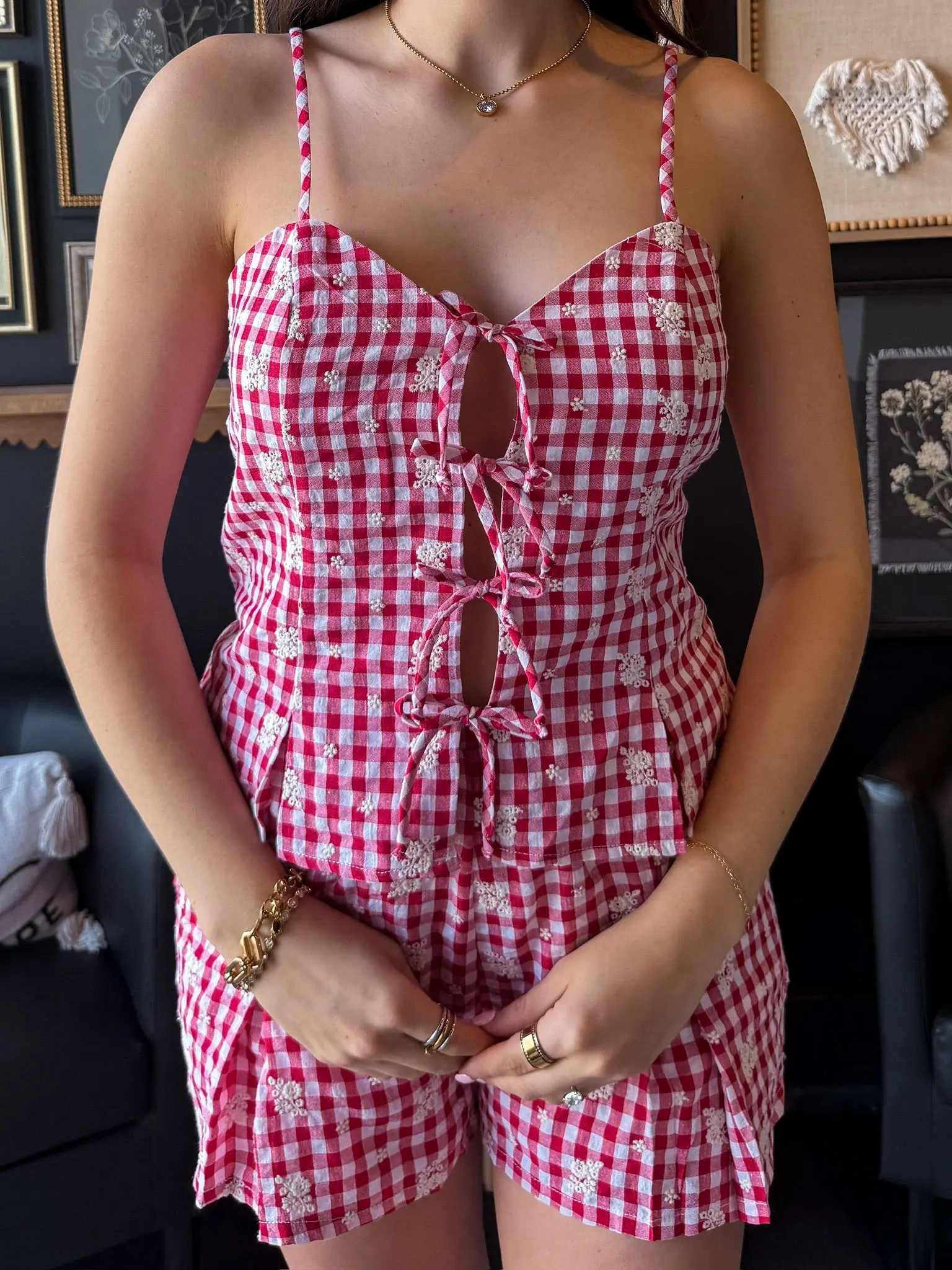 Alice Gingham Embroidered Set