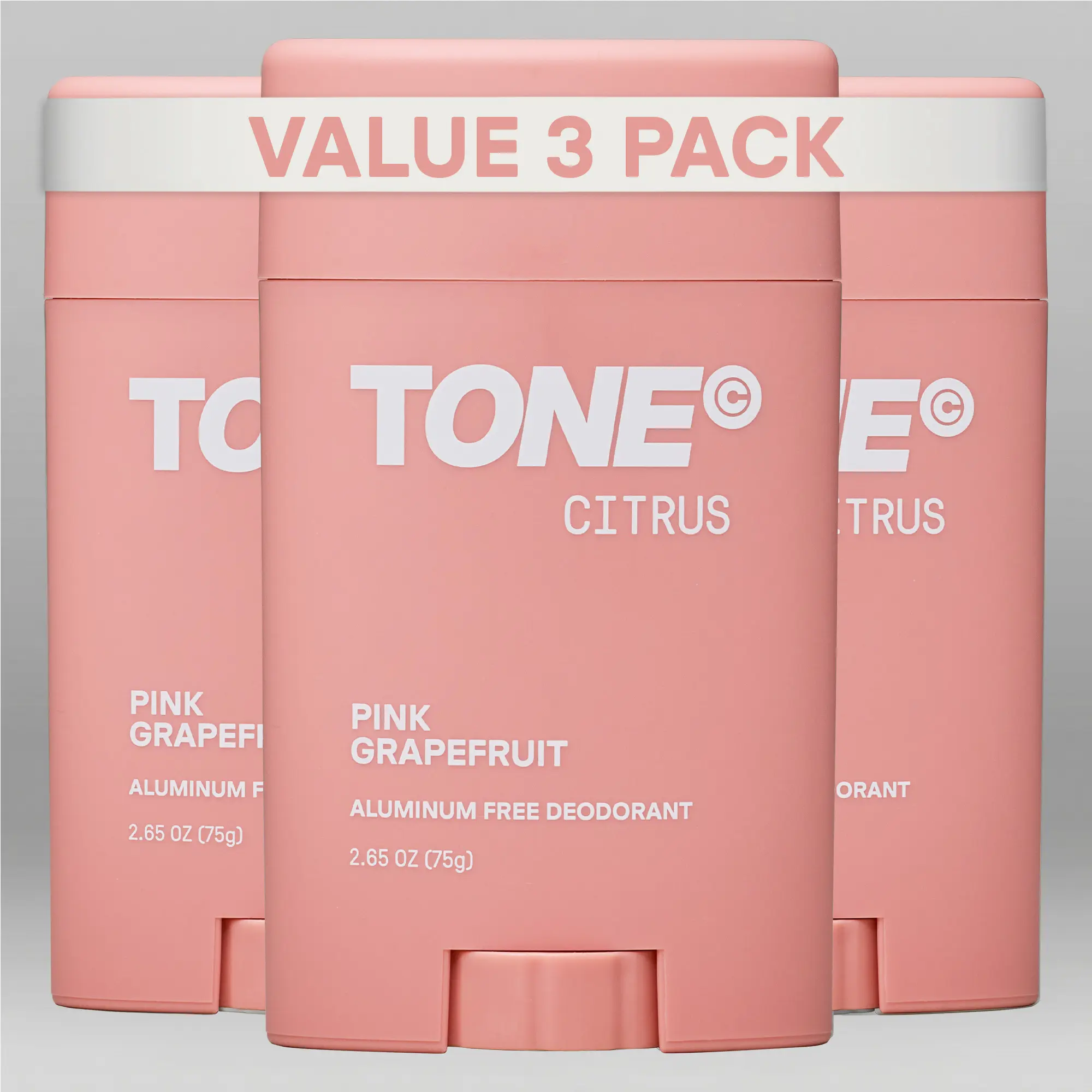 TONE Aluminum-Free Deodorant, Citrus, Up to 48-Hour Odor Protection, Magnesium & Probiotic Formula with Shea Butter, Paraben-Free, Dermatologist-Tested 3-Pack