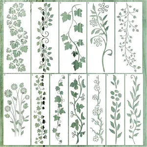 12 count Leaf Vine Stencils Leaves Floral Spring Stencil  DIY Crafts Drawing Templates Stencils for Painting on  Wall Canvas Furniture Home Decor (Vine)