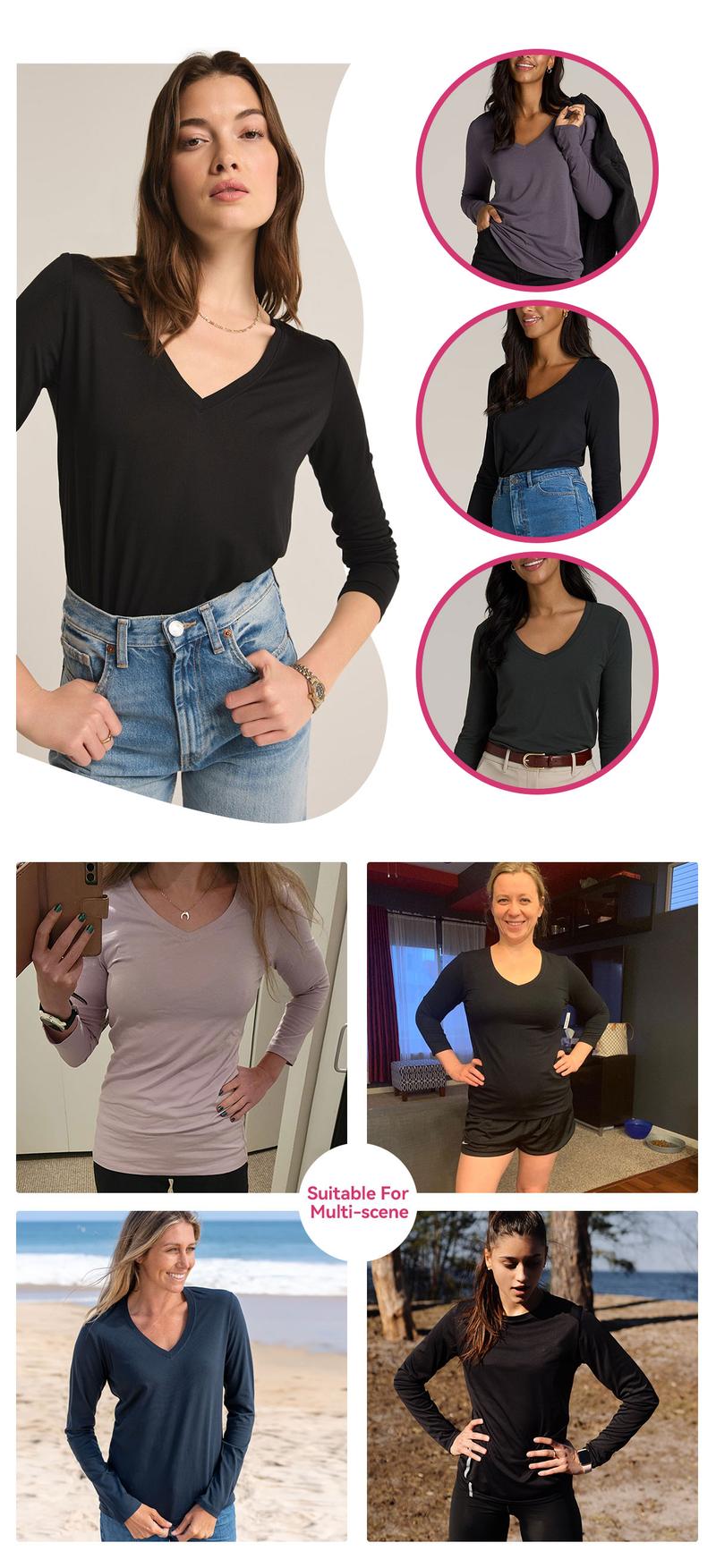 SHOWITTY Women's 3 Pack Long Sleeve Shirts – Casual Fall Tops for Workout, Travel & Daily Wear #TikTokShopBlackFriday #TikTokShopCyberMonday