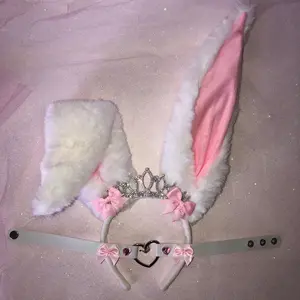 Princess Bunny rabbit ears headband with necklace costume Halloween kawaii