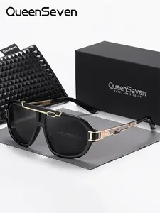 Queenseven 1 Piece Unisex Full Frame Sunglasses, Geometric Frame Sunglasses UV400 Quiet luxury, exuding confidence Modern Trendy Sunglasses