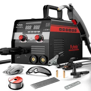 FUTELO MIG-150Pro 150A 110V Gasless Flux Core MIG Welder Machine，Flux MIG/STICK/TIG 3-in-1 Welding Machine，IGBT Synergic Control ＆ Contains 10 Accessories