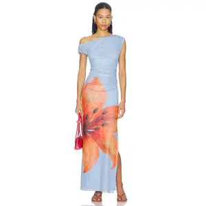 Line & Dot Avah Mesh Dress in Blue & Orange