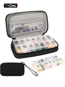Weekly Pill Organizer 2 Times a Day, Travel Portable Healthcare Pill Box 7 Day with Large Opening, Pill Case with Handle, Pill Dispenser Medicine Organizer for Vitamins, Fish Oils, Medications, Supplements, Medical Organizer
