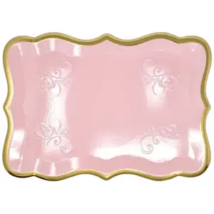Rectangular Paper Tray Set, 10 Count, 9x13 Size, Rim Design, Disposable, Ideal for Dessert Displays, Weddings & Parties