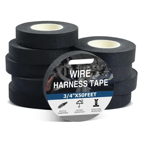 (6 Rolls) 15m Pressure-Sensitive Waterproof Strip-Type Automotive Wiring Harness Extra-Strong Tape, Heat-Resistant, Fireproof, for Cable Protection, Automotive Use Wiring Wrapping