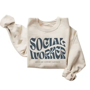 Retro Social Worker Sweatshirt, Wavy Trendy Social Work Student Graduation Gift, Gifts For Shirt or Hoodie, Unisex Crewneck Sweaters