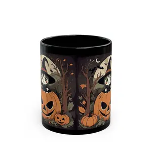Mug Halloween Witchy Jack o Lantern Black Ceramic Coffee