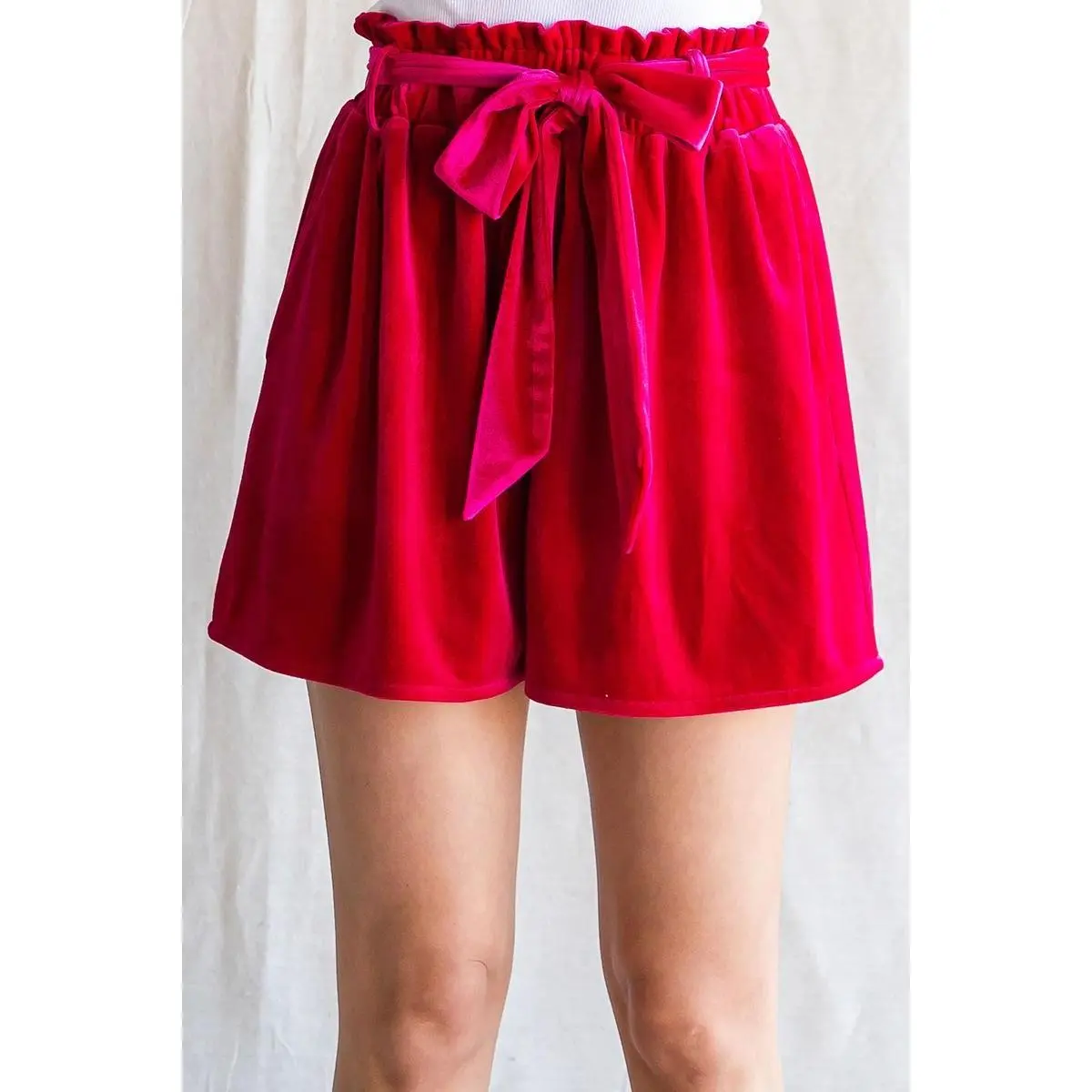Women's Midnight Luxe Velvet Shorts - Adjustable Chic Belt-Style Design, Comfortable Premium Fabric, Casual Fit for Day Wear (Pair with Matching Tops)