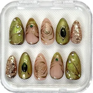 Handmade Spring Court Mythical Garden Press On Nail set.