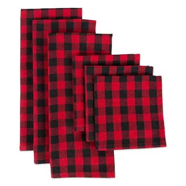 Design Imports Logger Check Kitchen Towel and Dishcloth Set of 6
