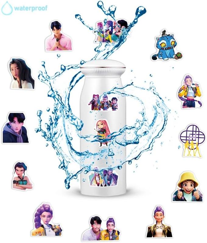 56PCS Demon Movie Hunters Stickers for Water Bottle Laptop, Korean Idol Cool Sticker Waterproof Vinyl Decal for Teen Kids Adult Skateboard Phone Guitar Travel Case Bike Party Decor