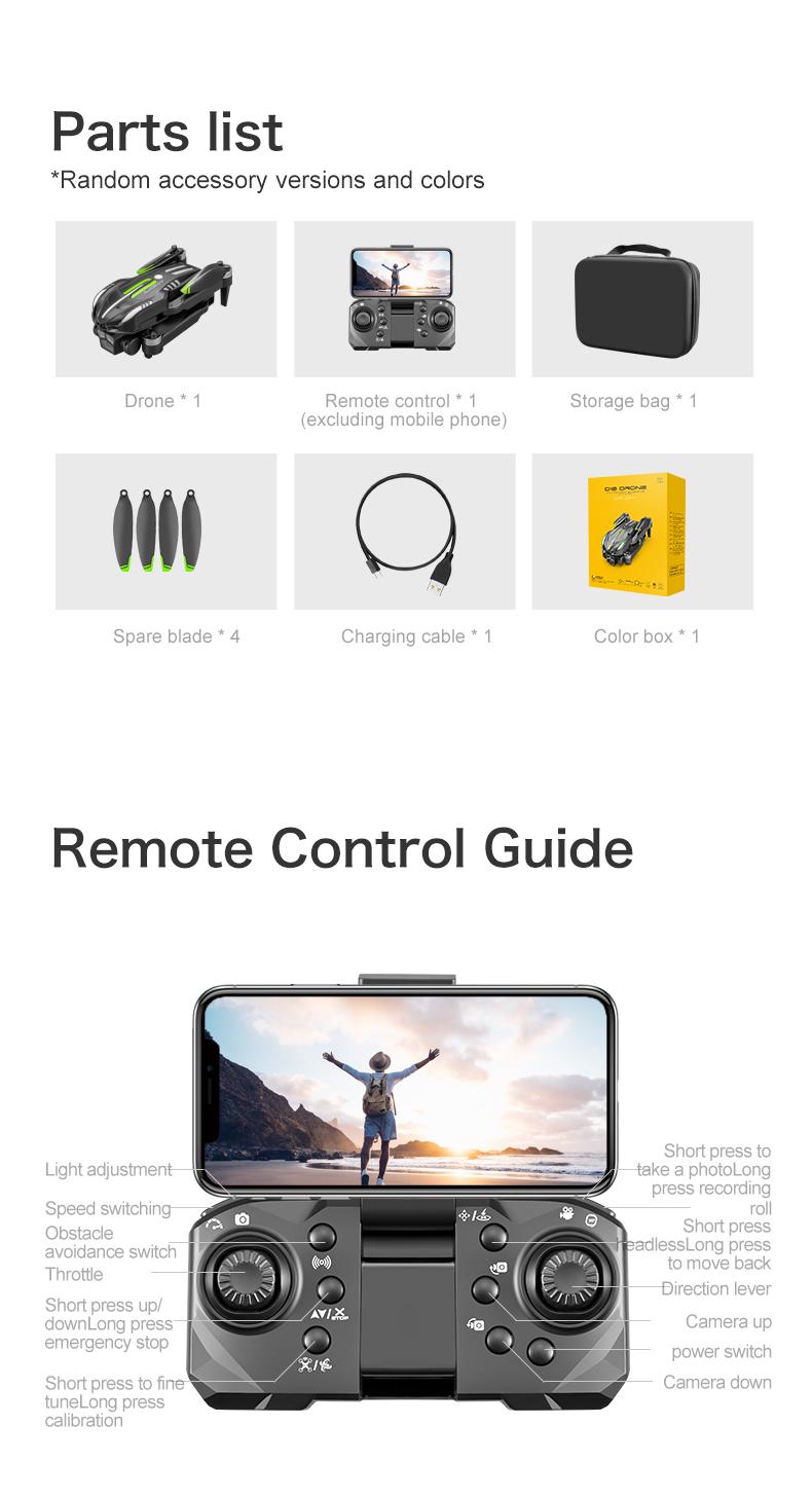 D10 Drone | Brushless Motor 4-Way Obstacle Avoidance Drone with Gradient Flowing Lights, Optical Flow & Servo Gimbal EIS Stabilization, Dual WIFI Camera, Sports Car Shape, Foldable, Gesture Control & One Key Return