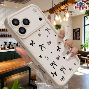 Minimalist Black Bow Pattern Aesthetic Case for iPhone 17 Pro Max 16 15 14 13 12 11 XR XS Plus Air Slim Shockproof Protective Anti Scratch Lightweight TPU Cover