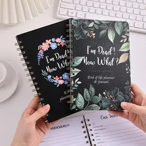 A5 Floral Print End Of Life, 1 Count Letter Care Plan Funeral Wishes Journal, Planner Notebook, Personal Organizer for Family, Office Stationery & Supplies