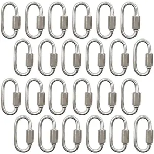 24 count Quick Links Stainless Steel D Shape Locking Carabiner