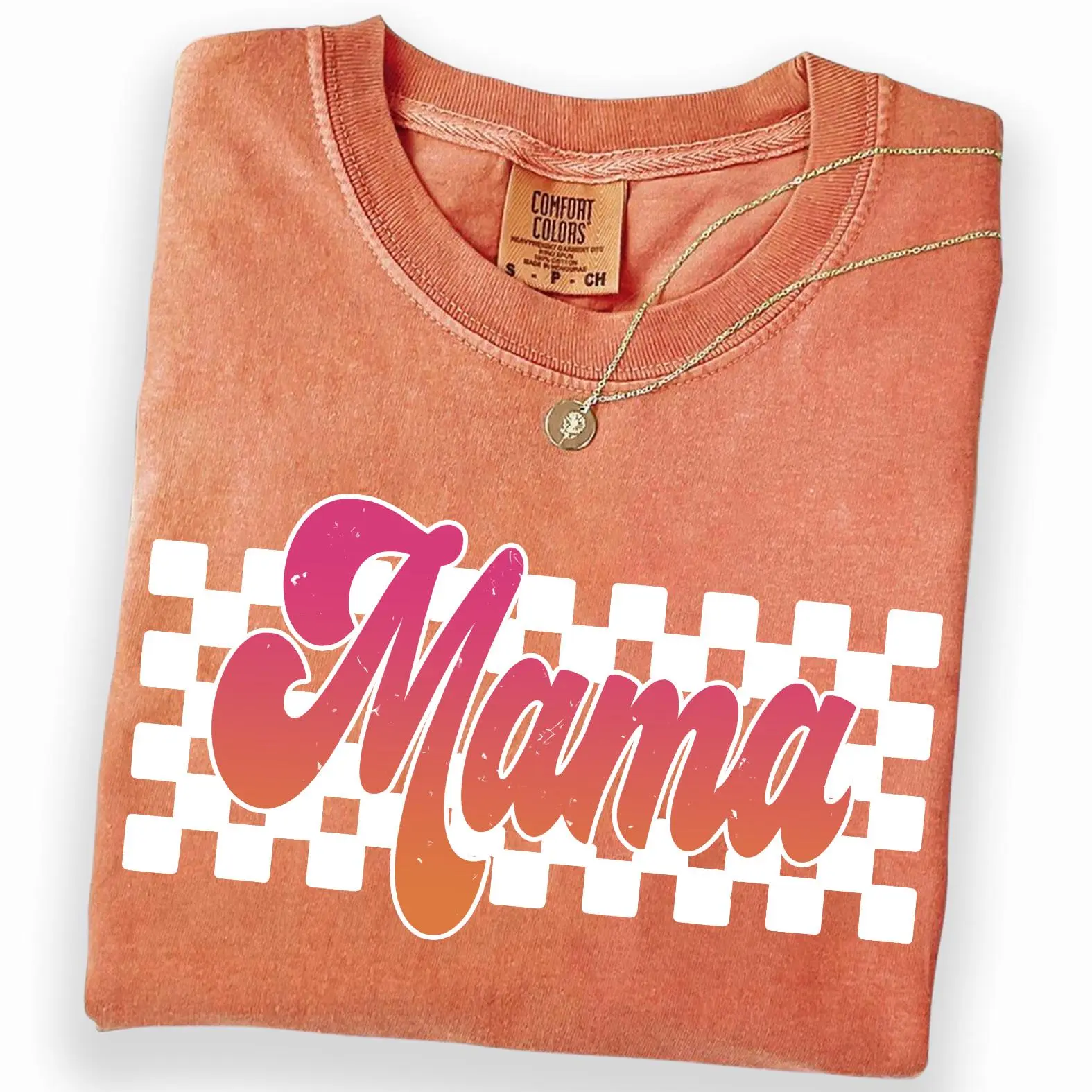Comfort Colors Checkered Mama Shirt, Retro Mom Shirt, Mother's Day Shirt, Gift for Moms