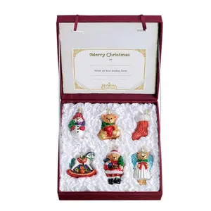 Child's First Christmas Boxed Set Of 6 Adorable Baby Ornaments In Festive Design Perfect For Holiday Decor