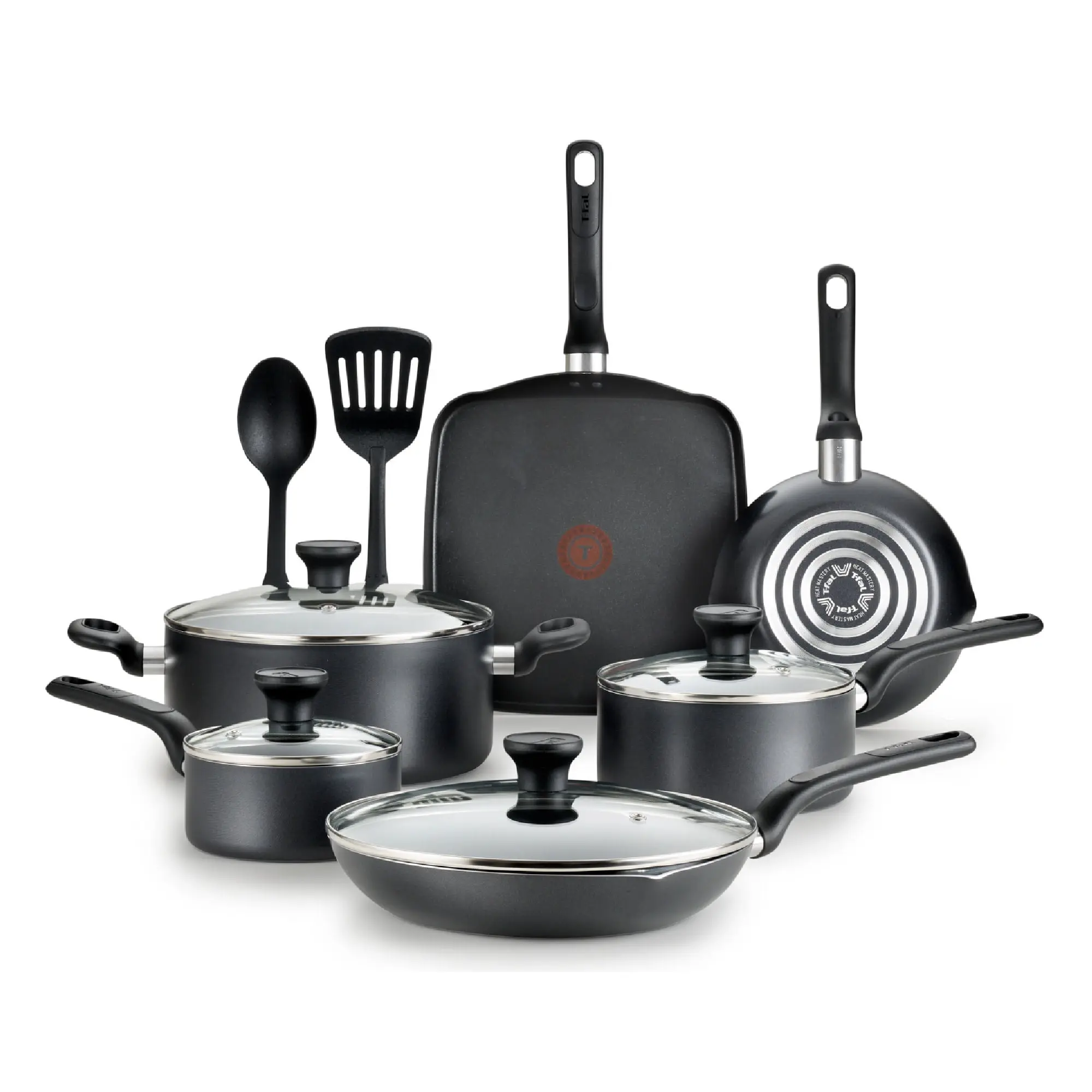 T-fal Easy Care Nonstick Cookware, 12 piece Set, Grey, B087SC64