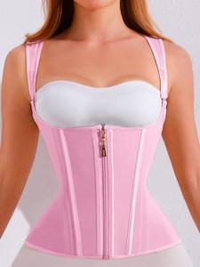 women's solid color corset waist shaping top, high stretch support zipper shaper, waistband, waist trainers, tummy control shaper for daily wear, lady shapewear for women, waist control shapewear, womenswear, tummy tuck garment, belly binder