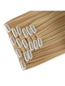 24 Inch Long Straight Synthetic Hair Extension Hair Weave, Clip-in Hair Extensions for Women, Natural Fluffy Hair Extensions for Daily & Party Hairstyle Decoration