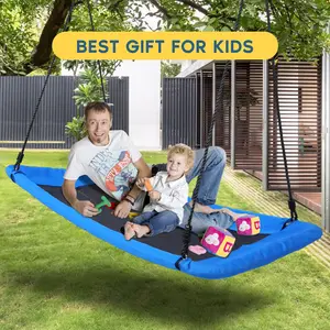 700lb Giant 60" Rectangular Platform Swing for Tree,Swing Set,Playground,Outdoor Tree Swing,Wear- Resistant with 2 Hanging Straps Adjustable Multi-Strand Ropes,Indoor/ Outdoor,Safe and Durable Swing Seat for Children and adults Fun Safety