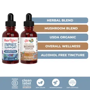 MaryRuth's Lymphatic Support Blend + Mushroom Blend Bundle - Organic Lymphatic Support Herbal Blend & Organic Mushroom Complex Liquid Drops