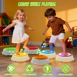 Light Up Stepping Stones for Toddlers 3-5 - 6 PCS Non-Slip Musical Stackable Step Stones, Toddler Obstacle Course Sensory Toys, Indoor Outdoor Jumping Play 1-3 Years Old Boys Girls Birthday Gifts