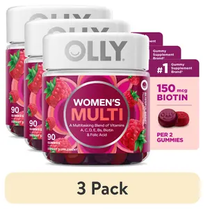 (3 pack) OLLY Women's Multivitamin Gummy Supplement, Vitamins A, D, C, E, Biotin, Folic Acid, 90 Count
