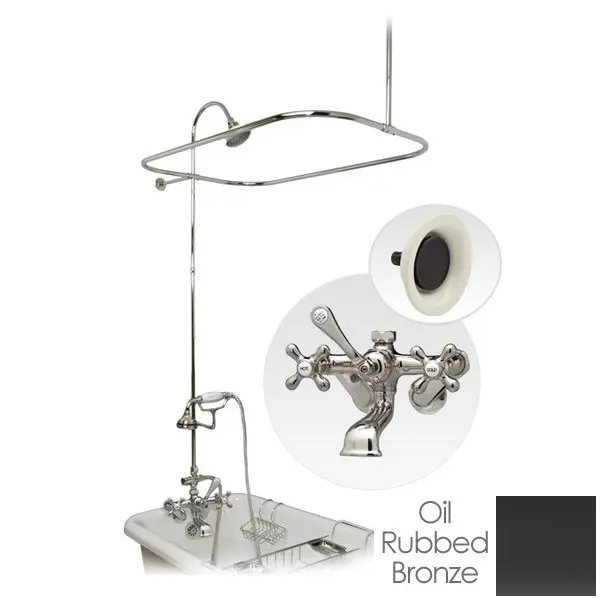 60 Inch Clawfoot Tub Wall Mount Shower Enclosure with Faucet and Sunflower Shower Head in Oil Rubbed Bronze
