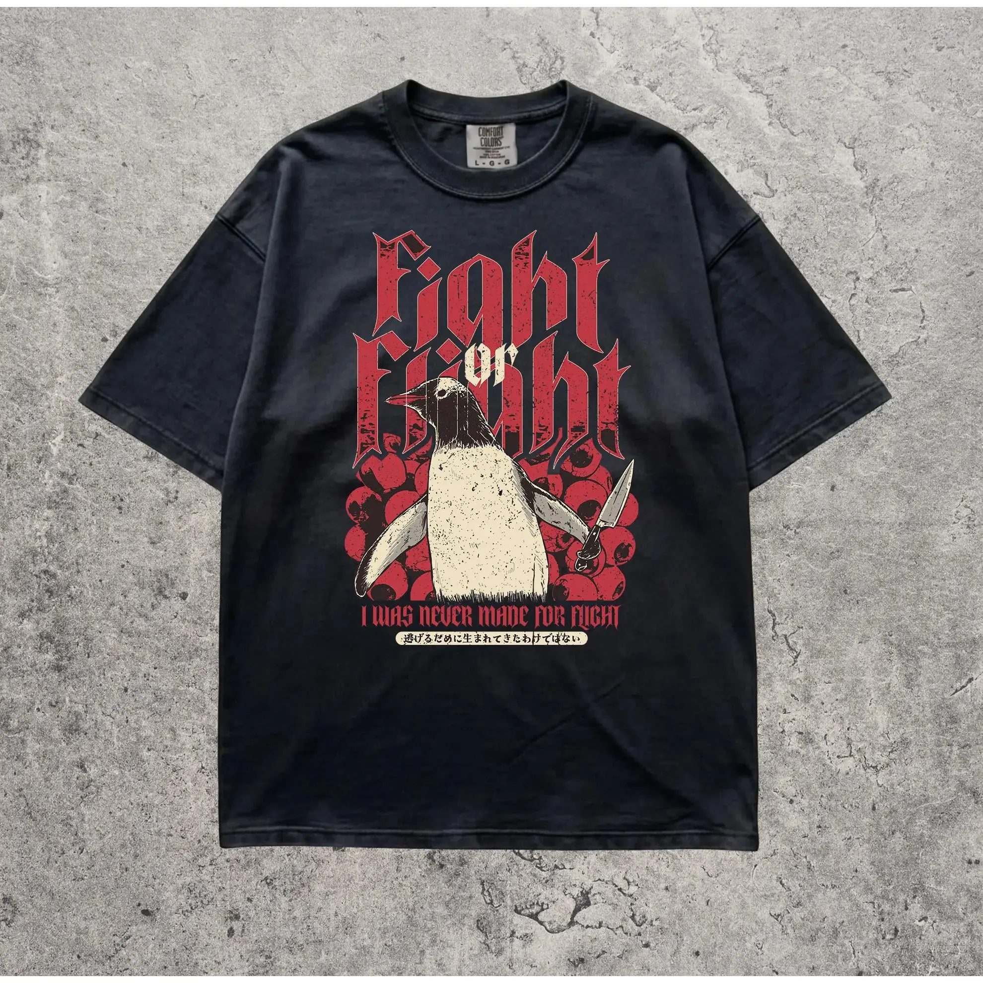 Fight Or Flight Penguin Comfort Colors Shirt - Funny Bird Meme Graphic Tee - Penguin Horror Unhinged Tshirt cotton gift men clothing tv show white soulja boy outfit 67 christian