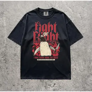 Fight Or Flight Penguin Comfort Colors Shirt - Funny Bird Meme Graphic Tee - Penguin Horror Unhinged Tshirt cotton gift men clothing tv show white soulja boy outfit 67 christian