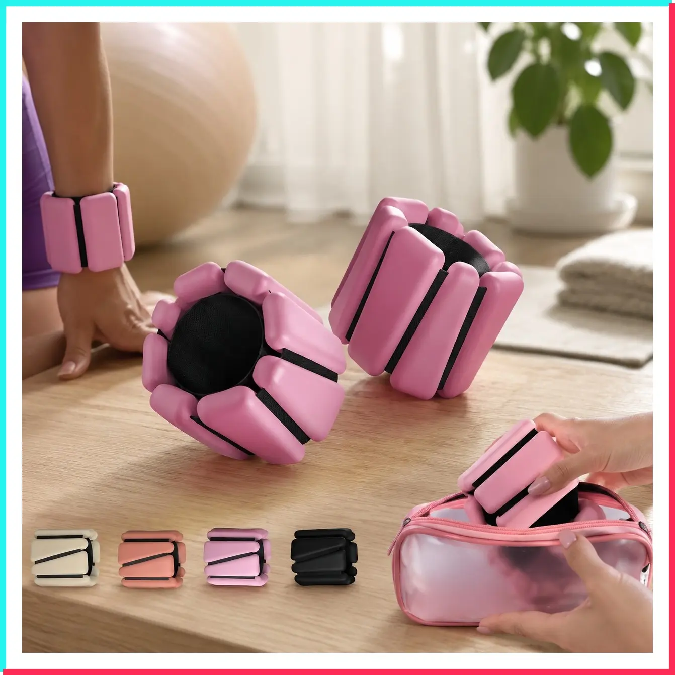 Wrist & Ankle Weights for Women 2 lb Total 1 lb Each Weighted Bangles