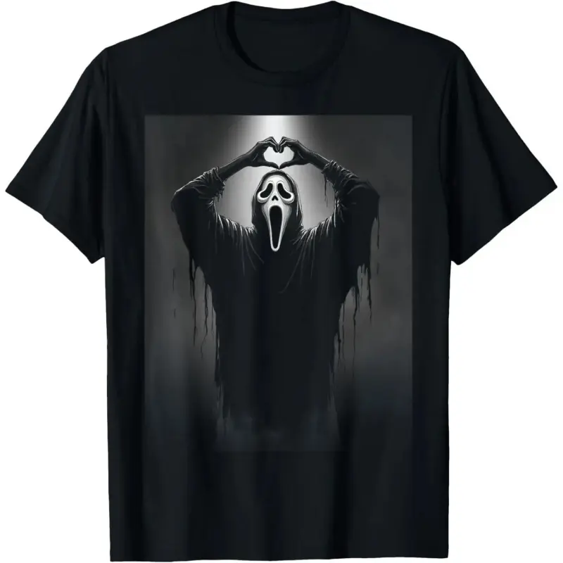 Vintage Ghostface Sunflower Tee Scary Face Horror Ghost Heart Hands Creepy Halloween T-Shirt